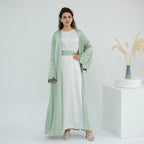 Luxurious Hand-embroidered Beaded Open-front Abaya