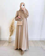Satin Large Pleated Button Dress