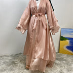 Shiny Satin Cardigan Abaya