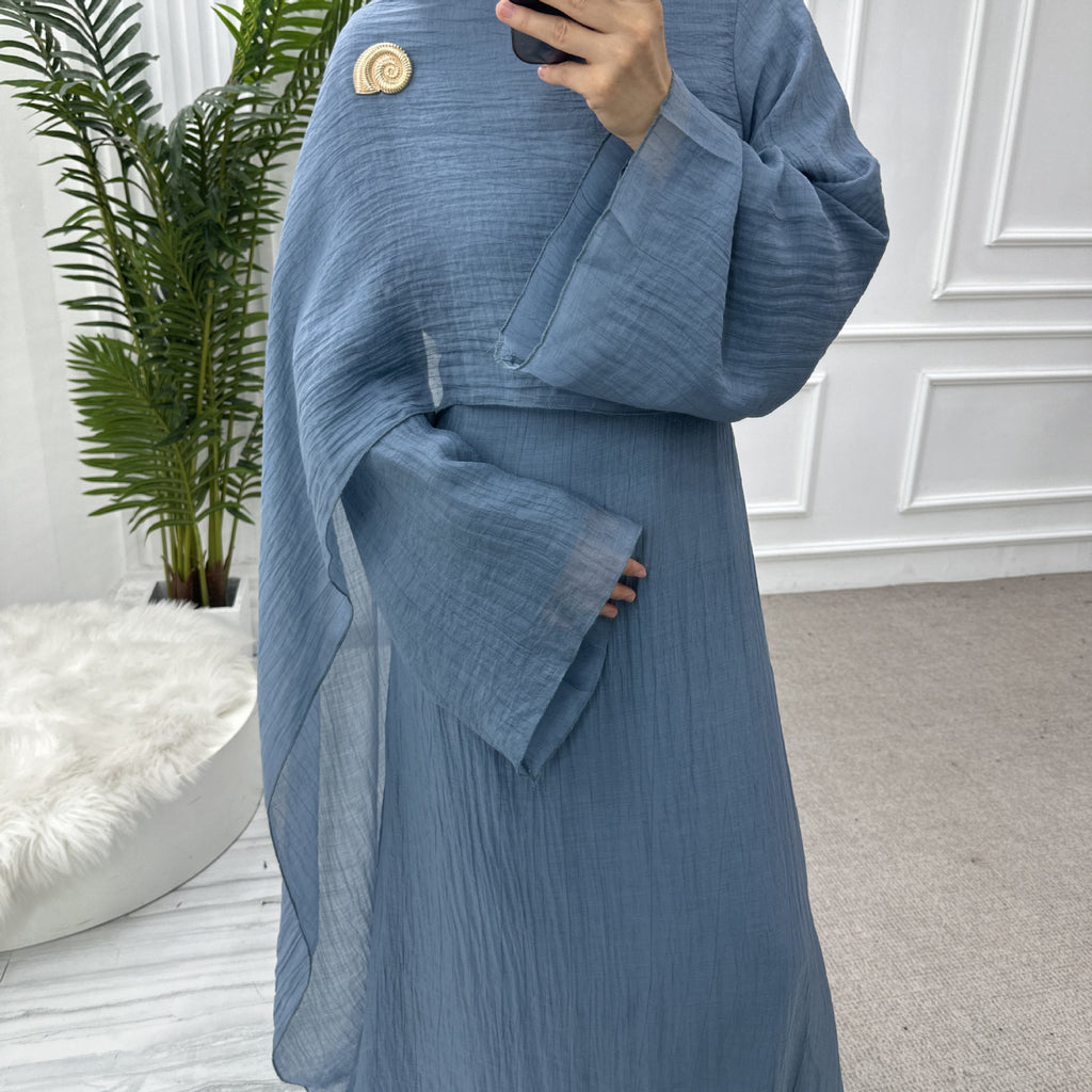 Solid Color Double-Layer Dress Abaya
