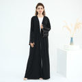 Beaded Line Trimmed Open Front Abaya
