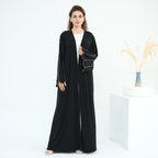Beaded Line Trimmed Open Front Abaya