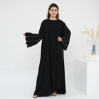 Beaded Line Trimmed Open Front Abaya