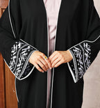 Embroidered Bat Sleeve Cardigan Abaya