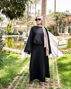 Round Neck Top & Pleated Skirt Set