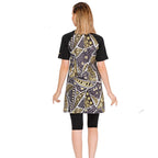 Patterned Short Sleeve Swimsuit