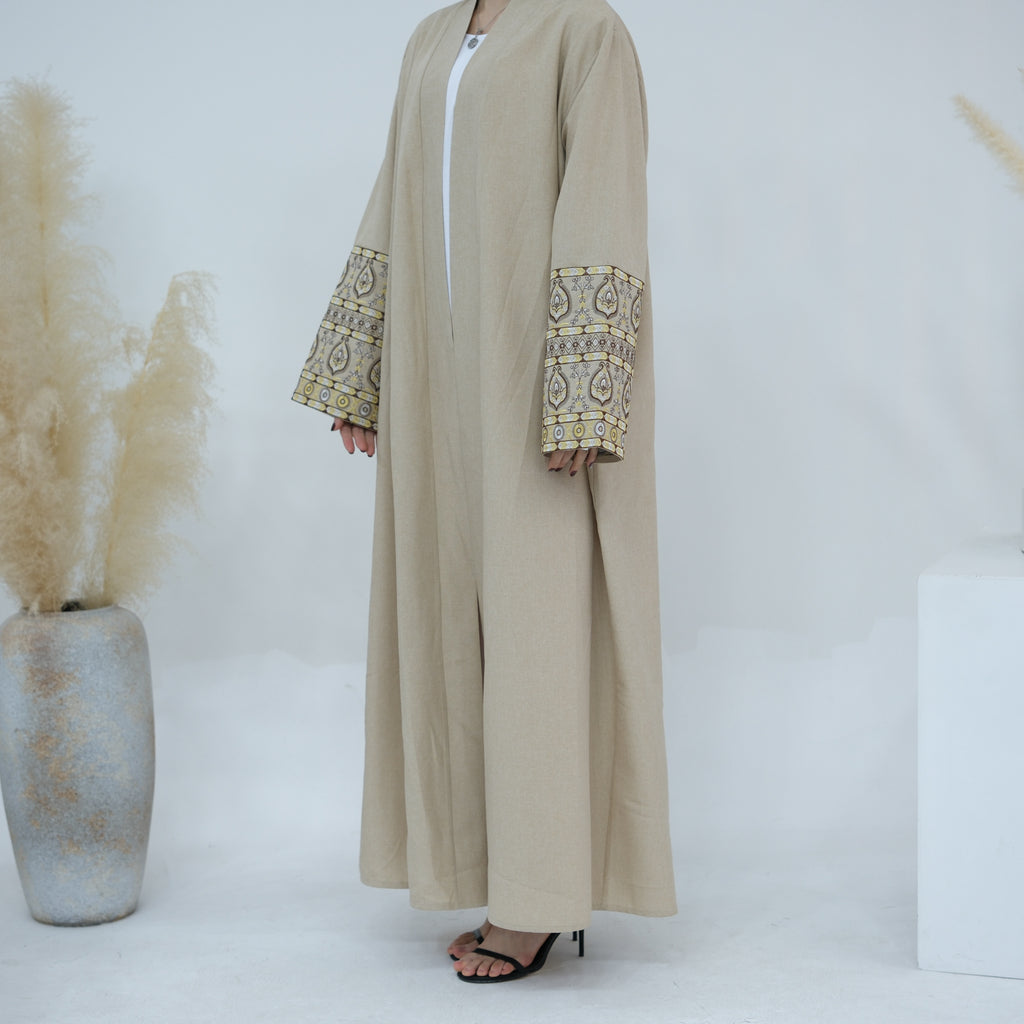 Open Embroidery Floral Abaya with Hijab