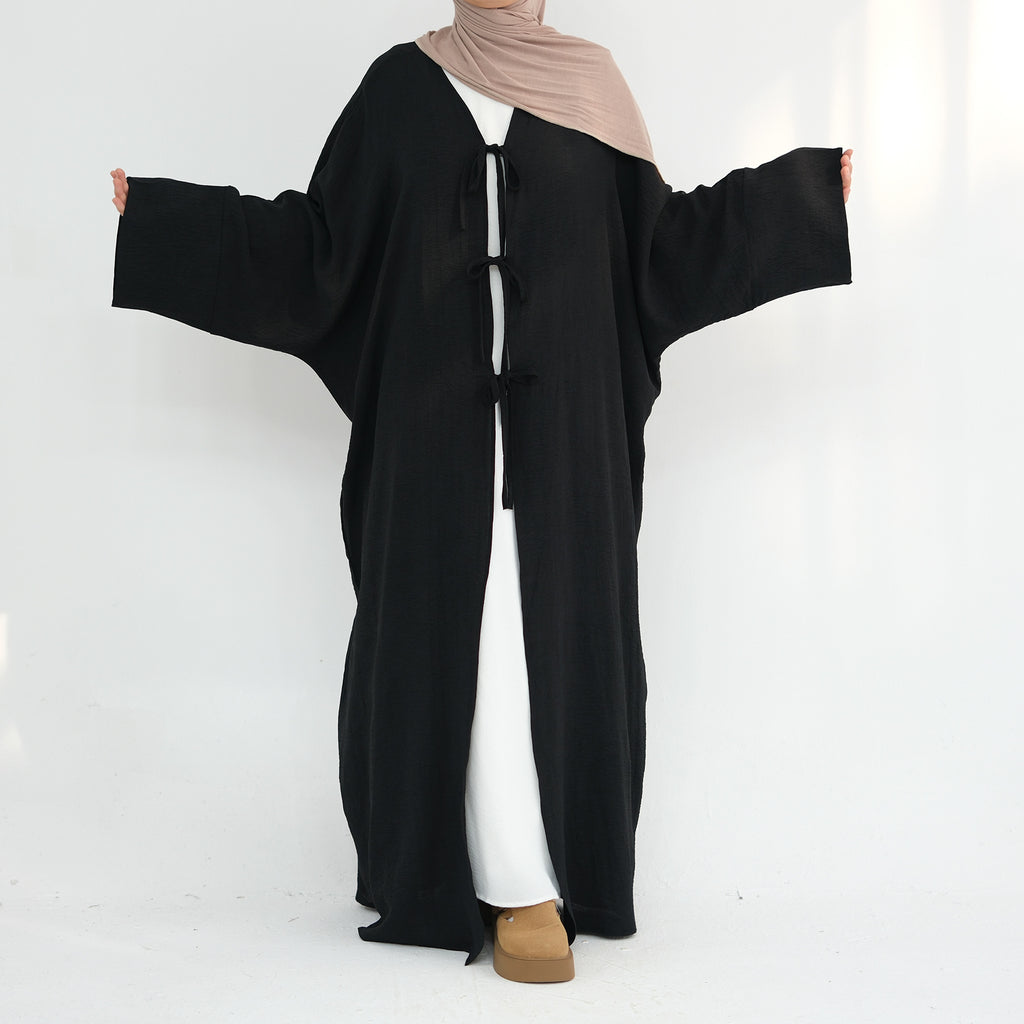 Elegant Tie Open Abaya