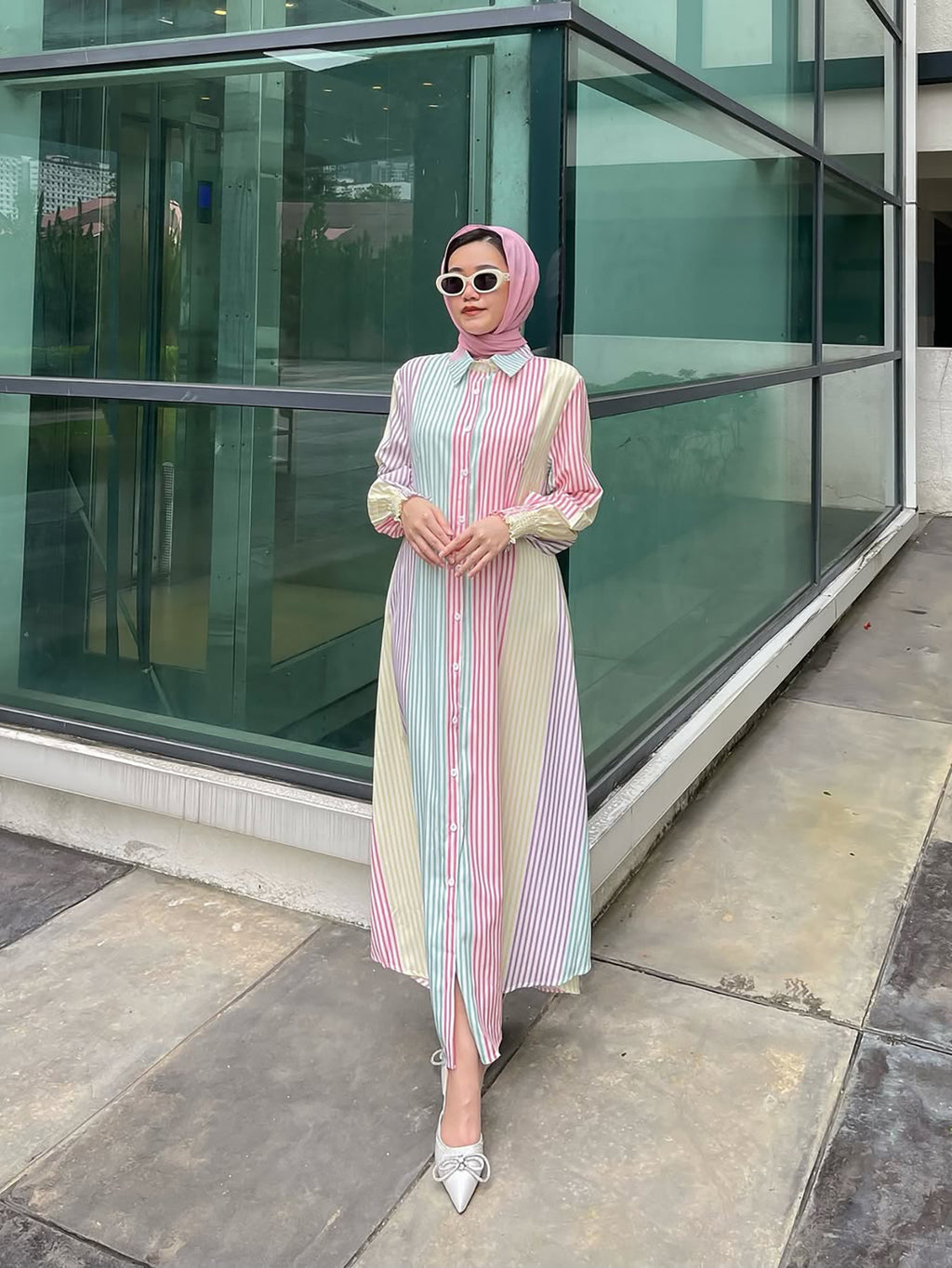 Colorful Striped Abaya