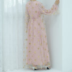 Golden Hook Flower Embroidered Cardigan Abaya