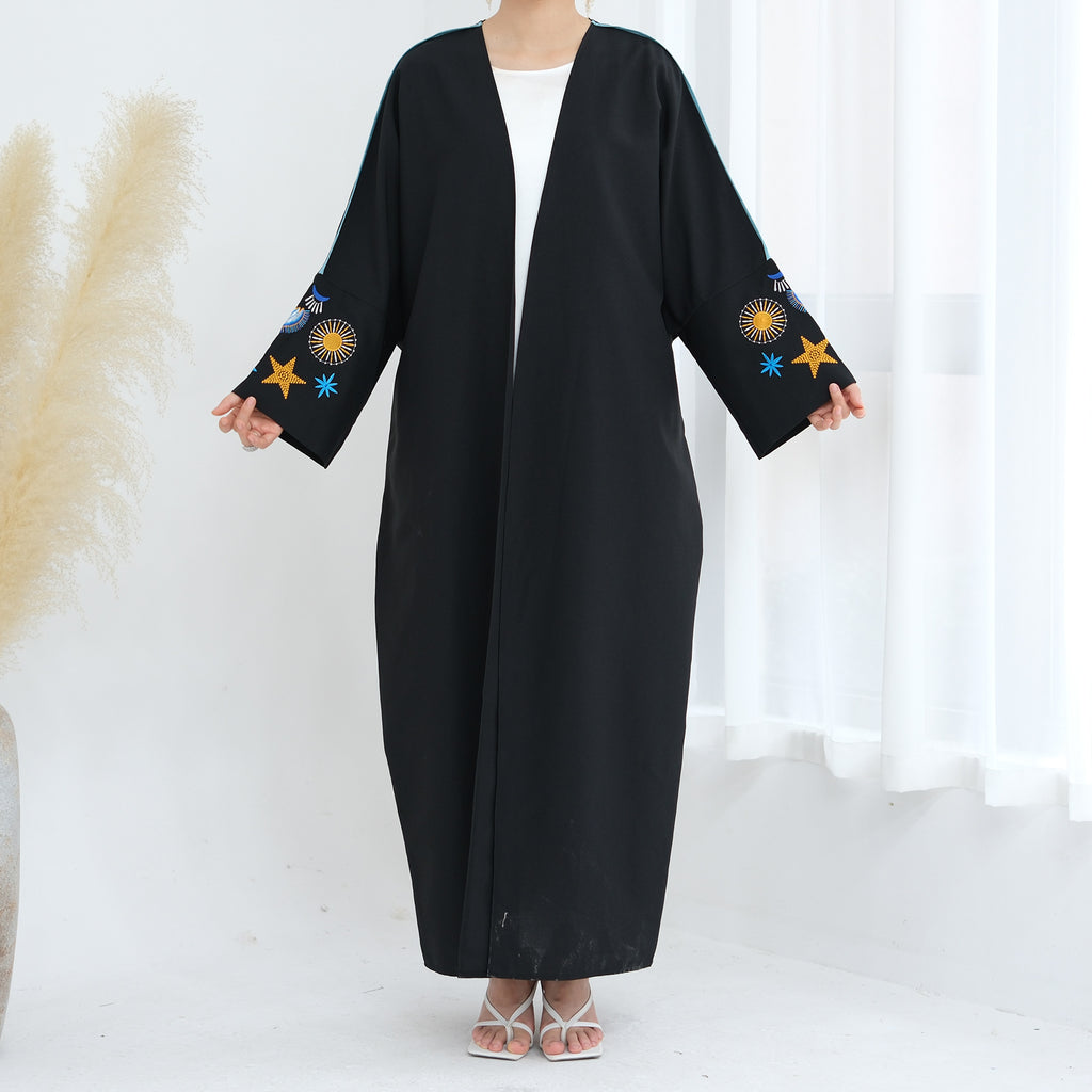 Star Embroidered Open Abaya