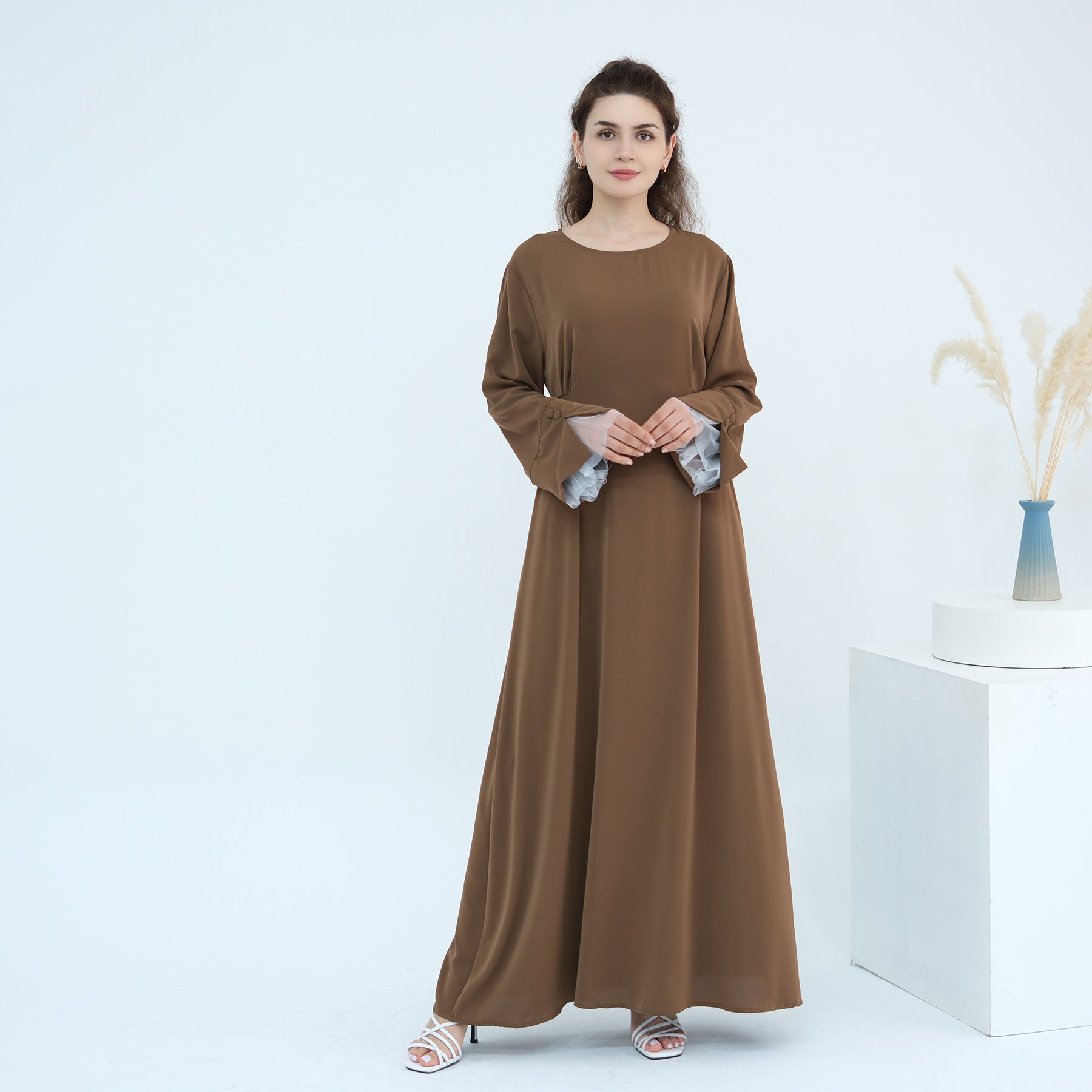 Elegant Collarless Maxi Dress