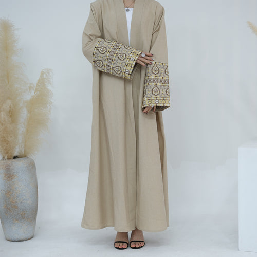 Open Embroidery Floral Abaya with Hijab