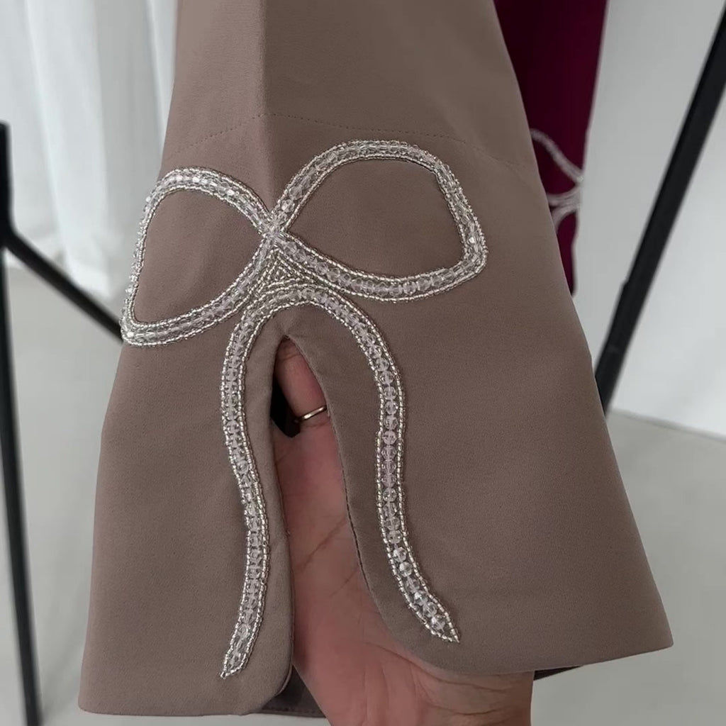 Luxurious Sequin Bow Abaya Dress