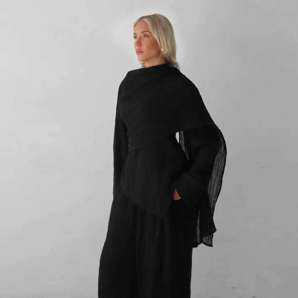 Solid Color Fasten Two Piece Abaya Set