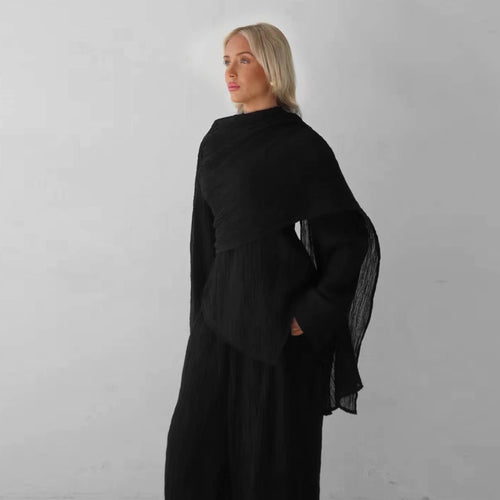 Solid Color Fasten Two Piece Abaya Set