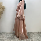 Shiny Satin Cardigan Abaya