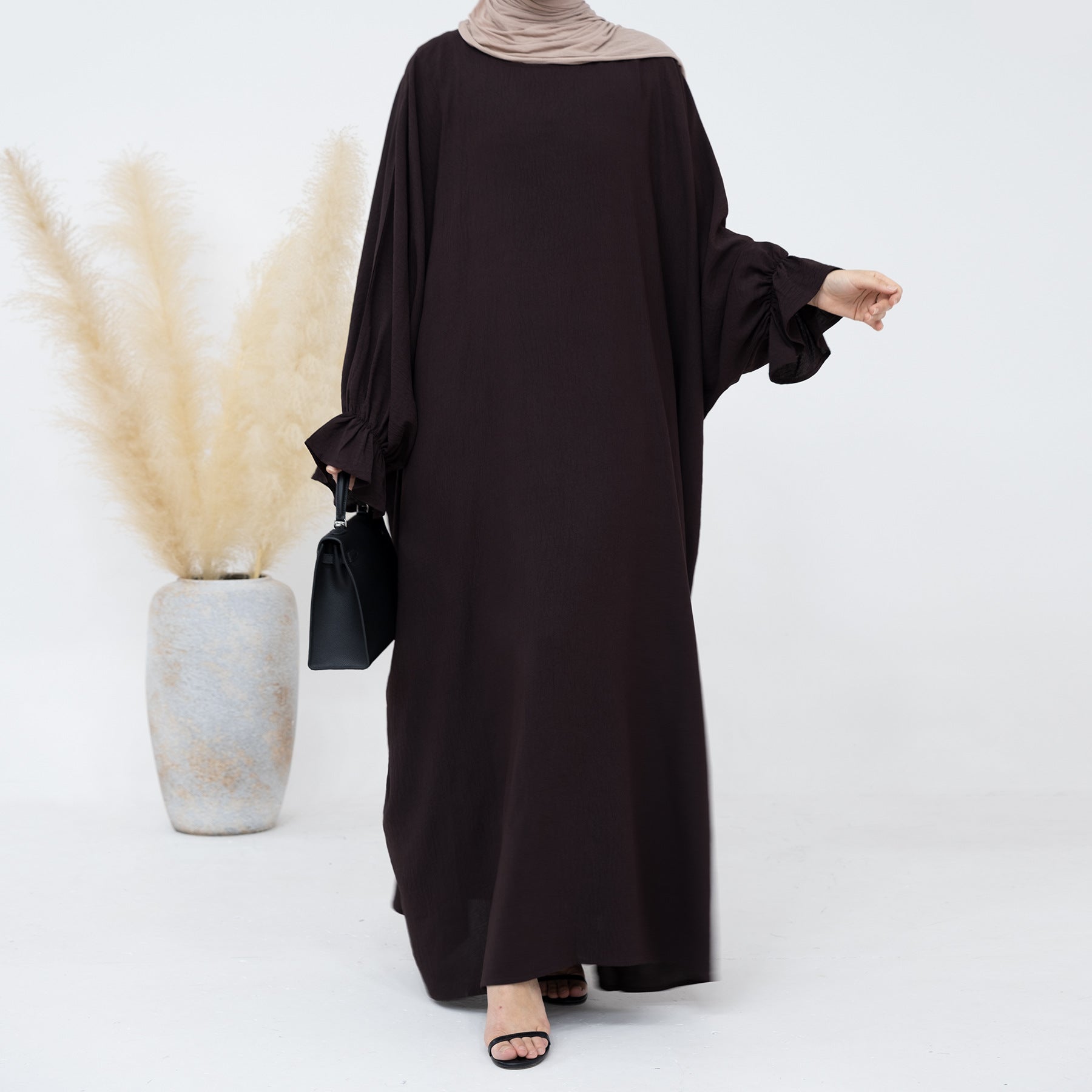Solid Color Lantern Dress Abaya