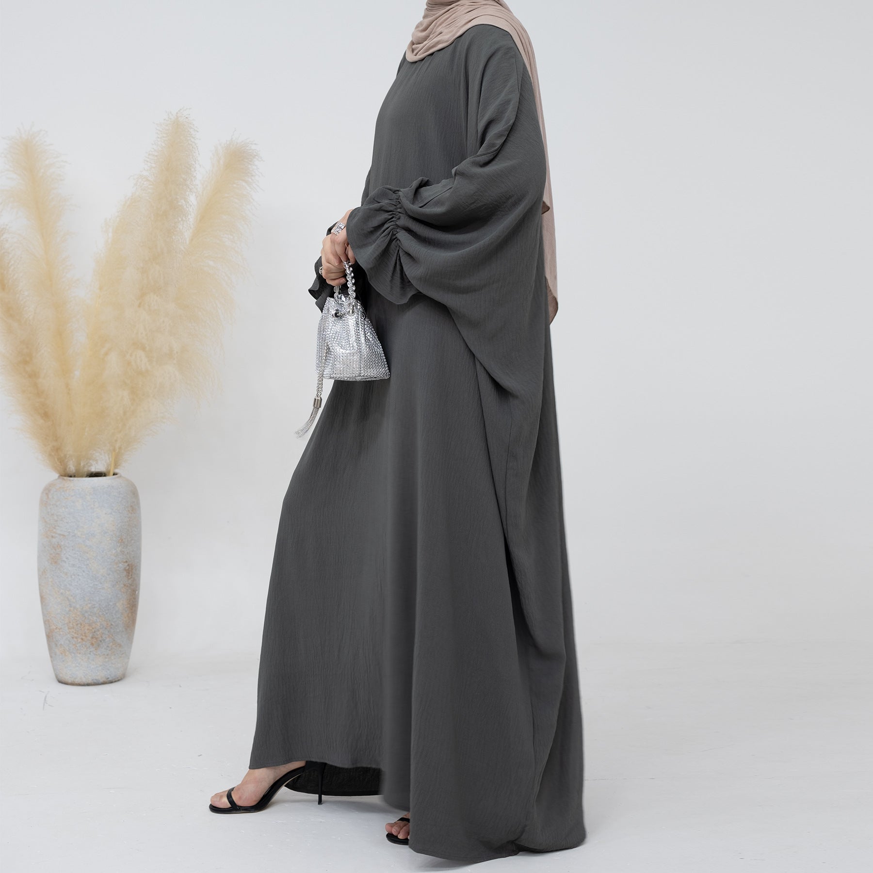 Solid Color Lantern Dress Abaya