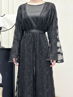 2 Pcs Rose Lace Loose Abaya