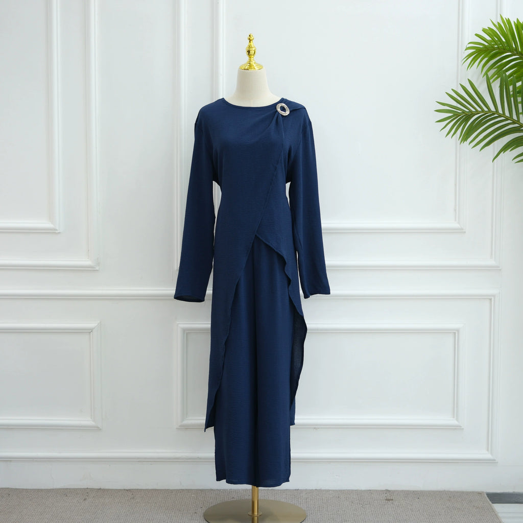 Solid Color Fashion Two-Piece Abaya