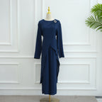 Solid Color Fashion Two-Piece Abaya