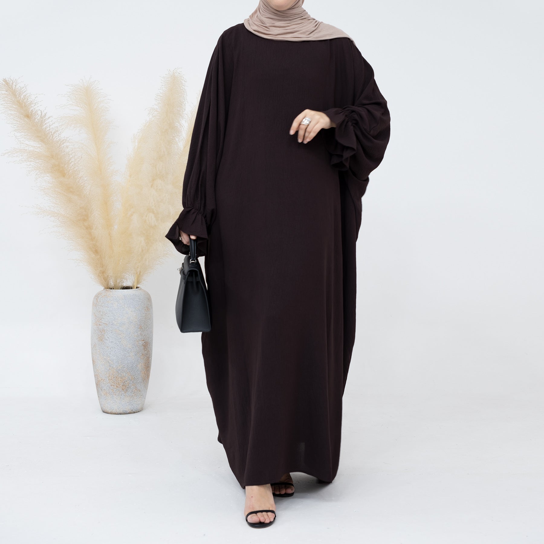 Solid Color Lantern Dress Abaya