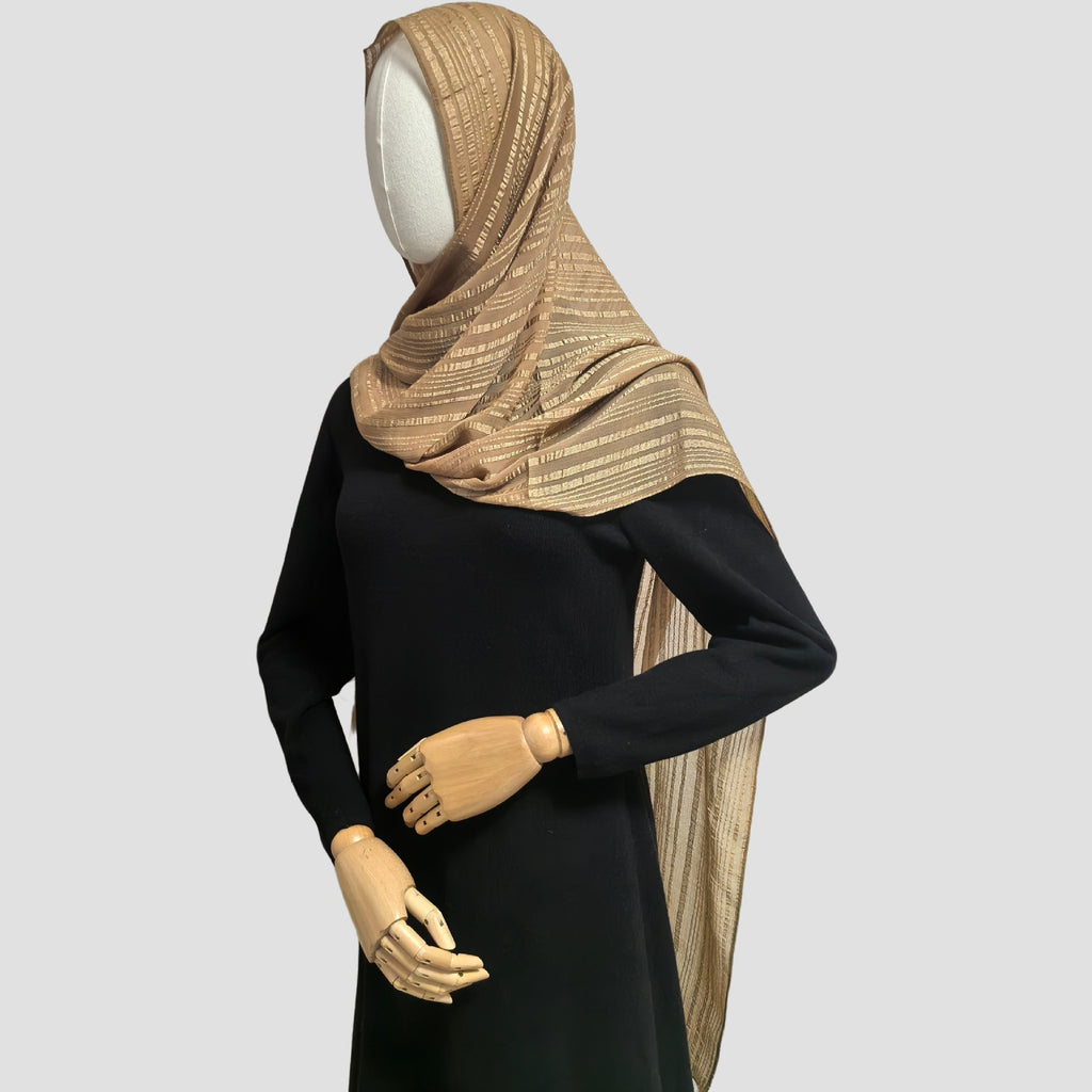 Silver Thread Crinkle Hijab Scarf