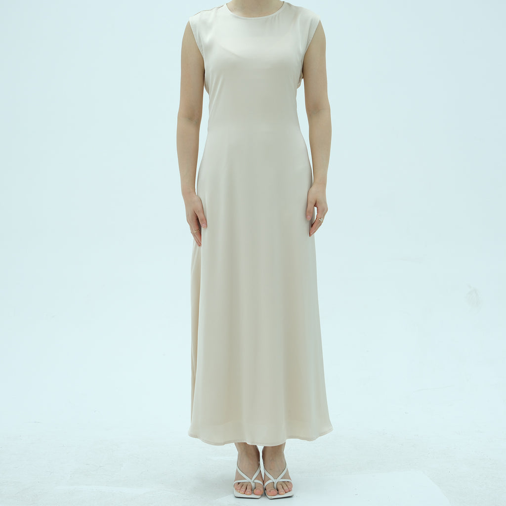 Sleeveless Dress with Back Waist Belt