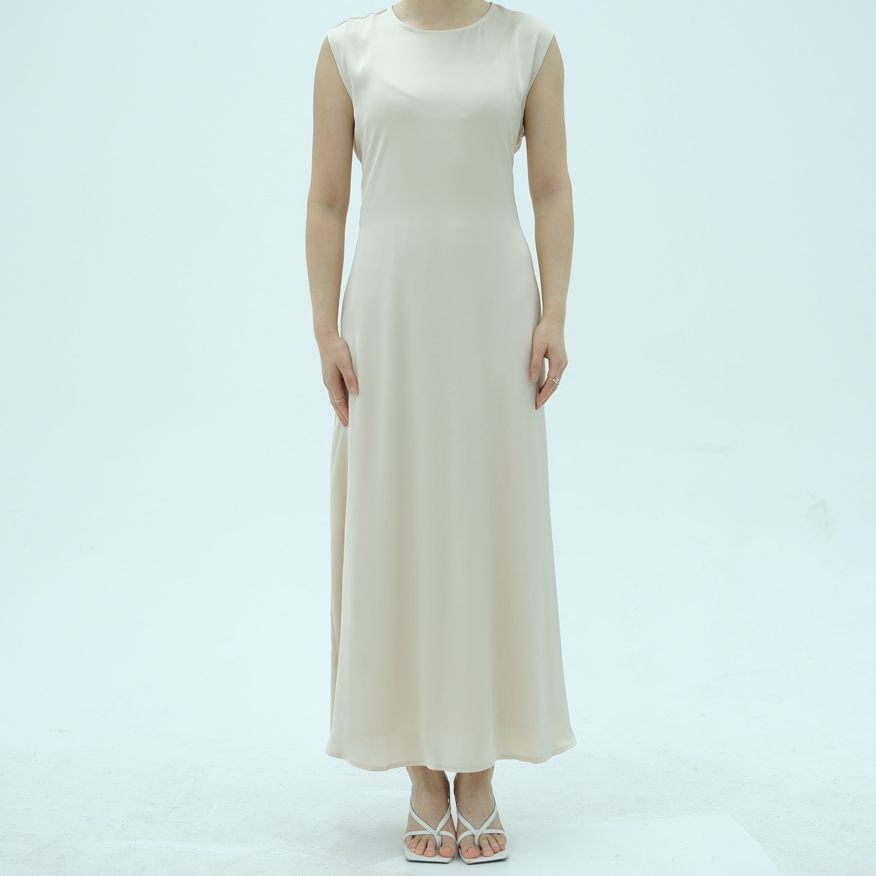 Sleeveless Dress with Back Waist Belt