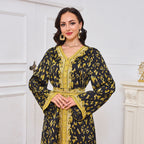 Dark Gold Print Abayas