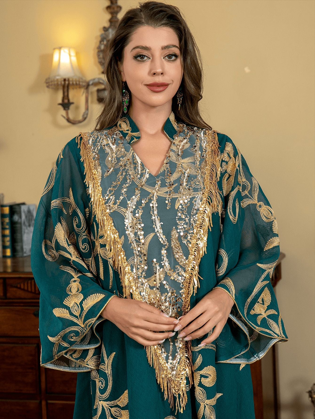 قفطان زهري عتيق مكون من قطعتين