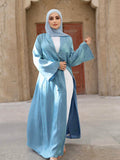 Lake Blue Tie Cardigan Abaya