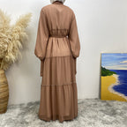 عباية مفتوحة من الشيفون وخرز الأظافر من التول