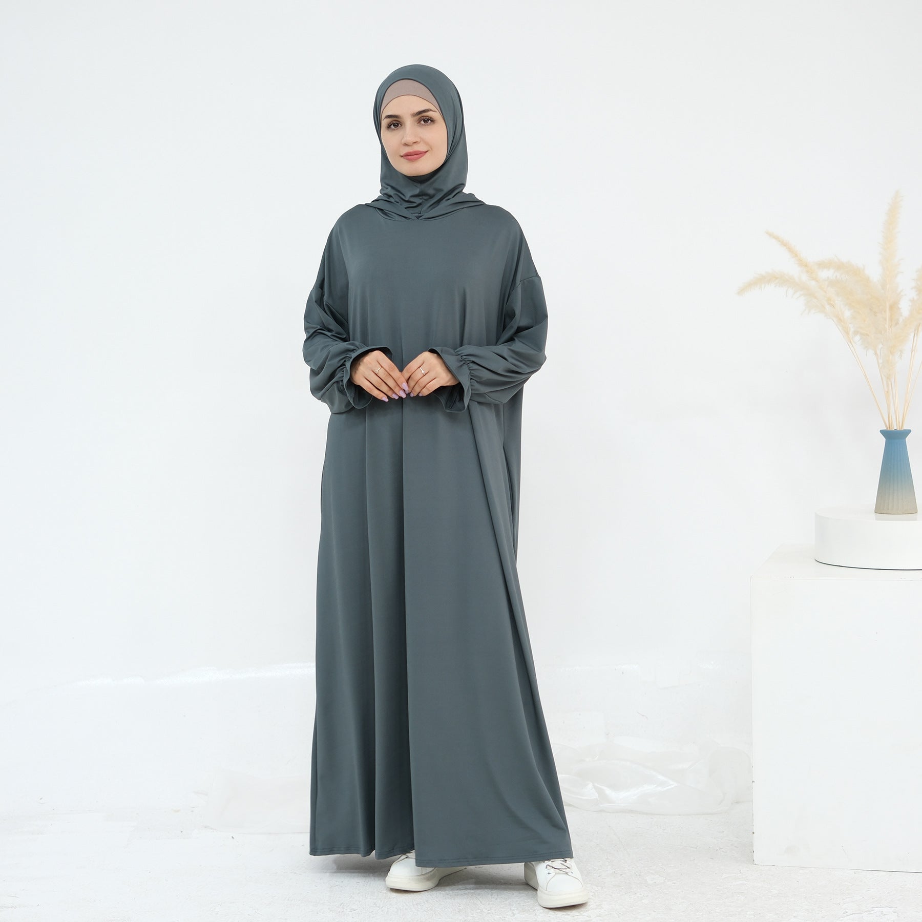 Solid Color Hooded Cape Abaya