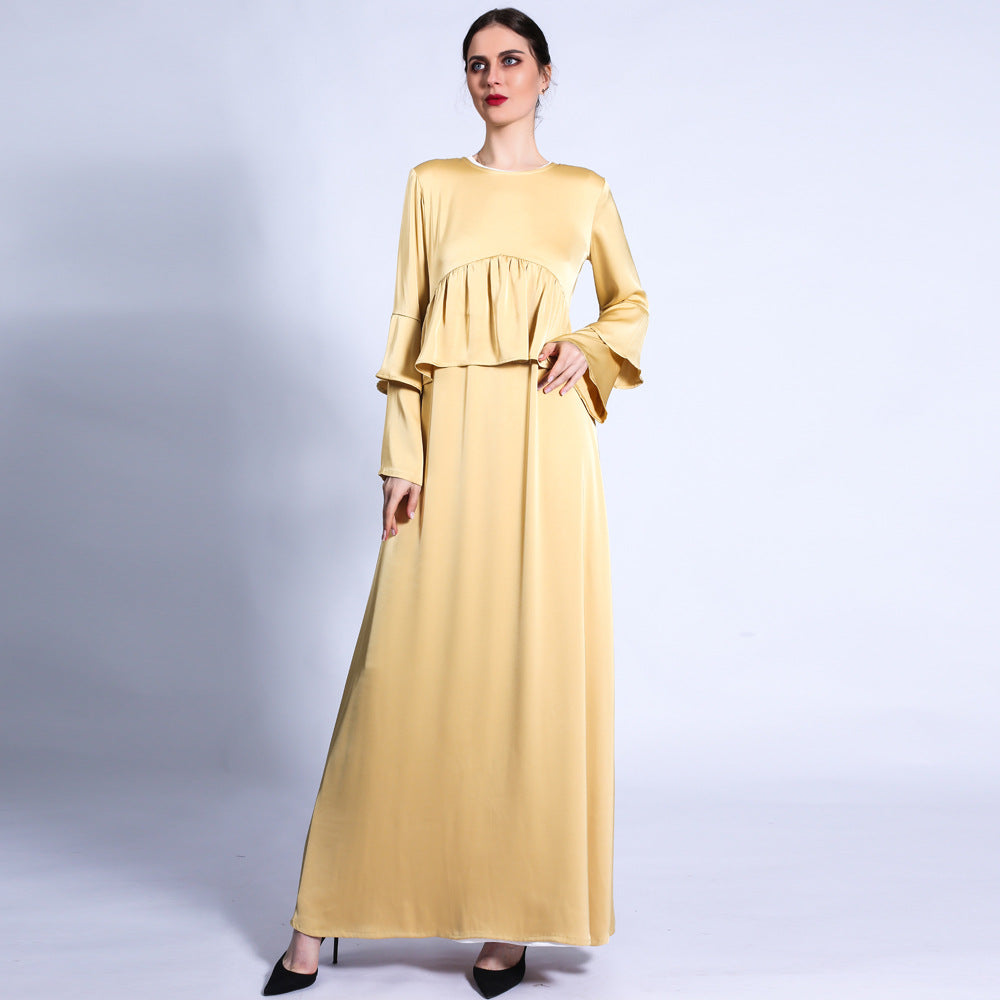 فستان بأكمام واسعة وطبقتين