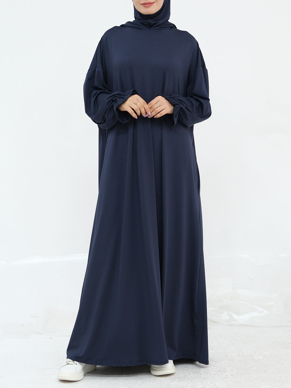 Solid Color Hooded Abaya