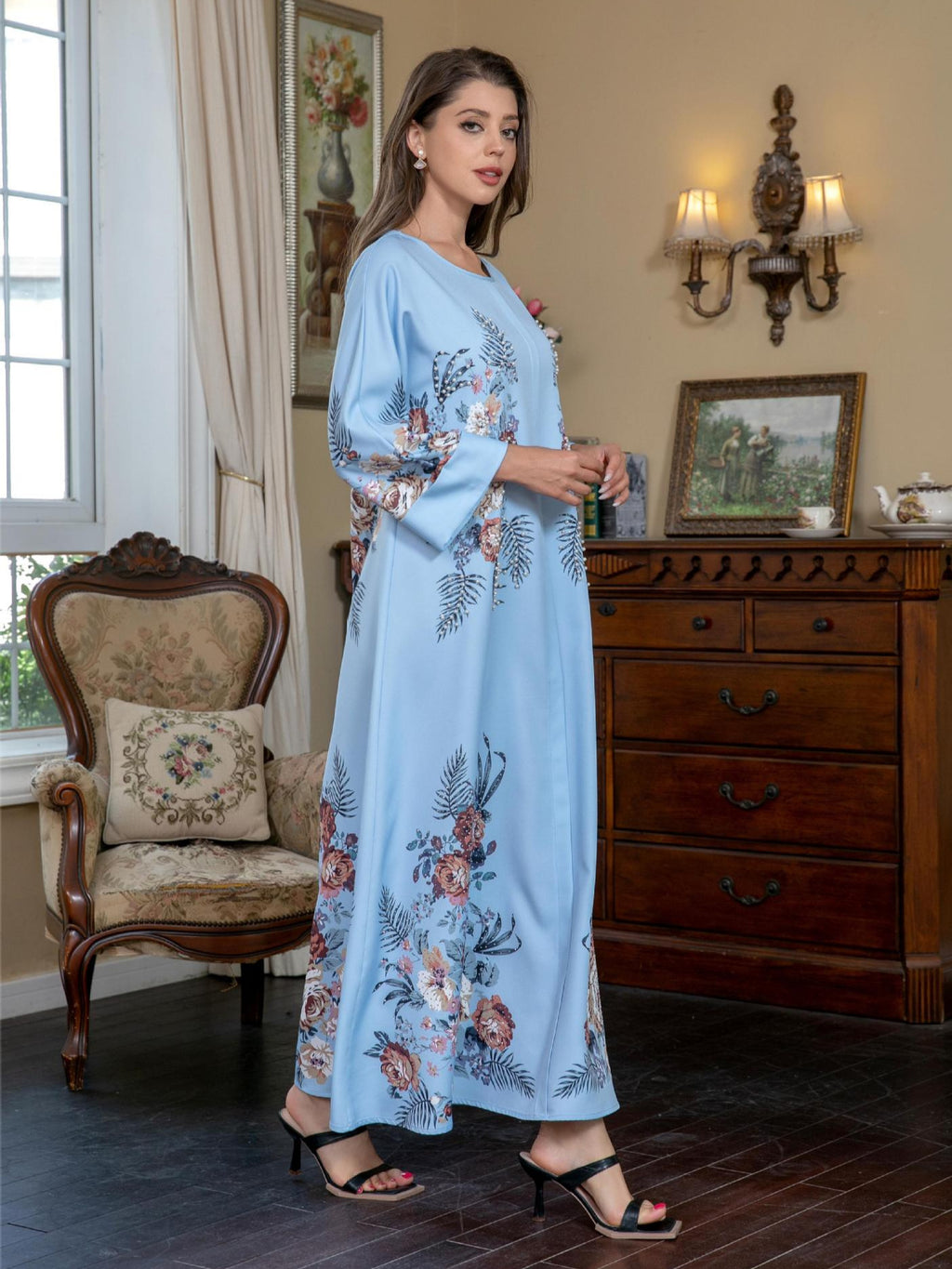 Blue Floral Kaftan