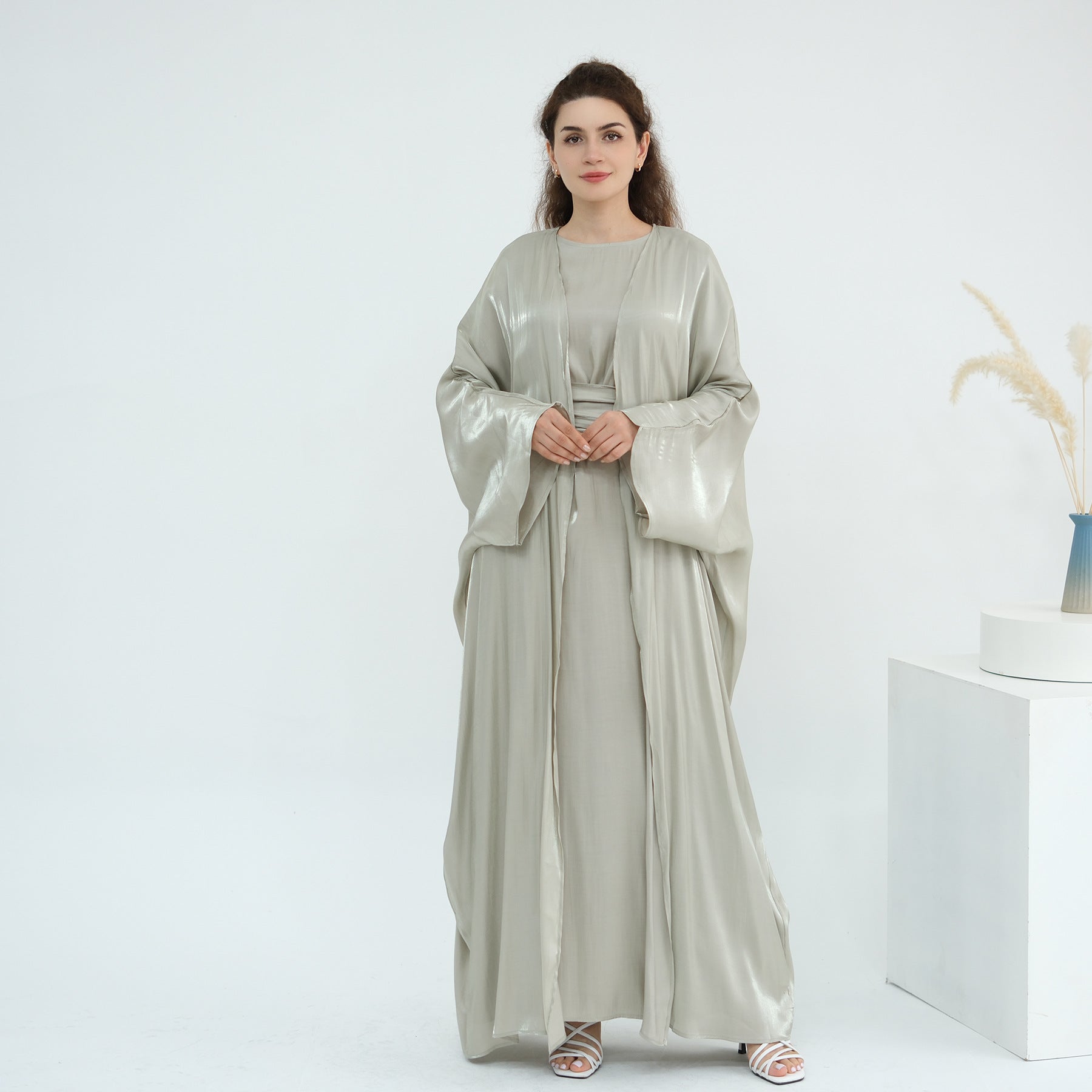 Solid Color Two-piece Shining Abaya