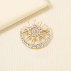 Star and Moon Rhinestone Brooch