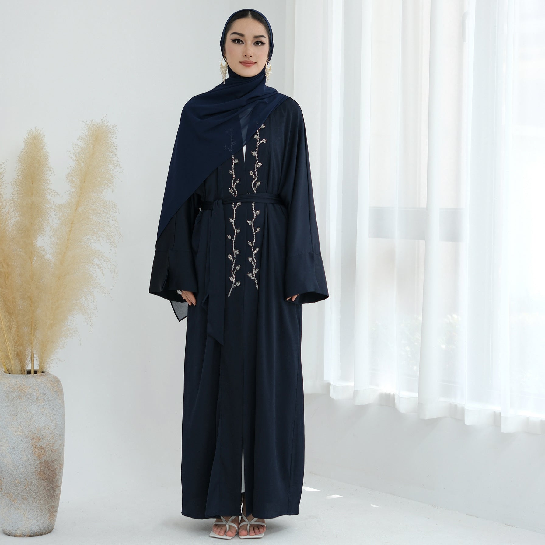 Exquisite Beaded Embroidered Cardigan Abaya