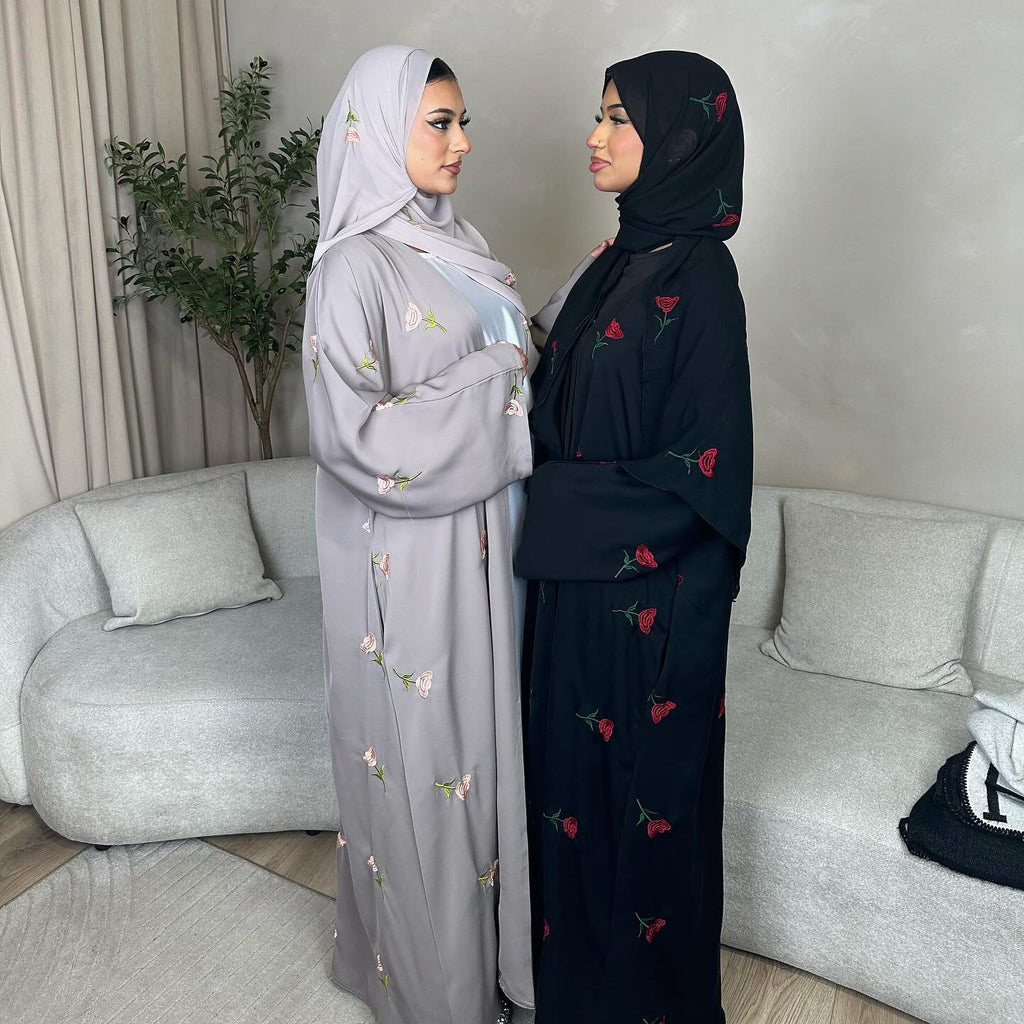 Flower Embroidered Abaya with Hijab