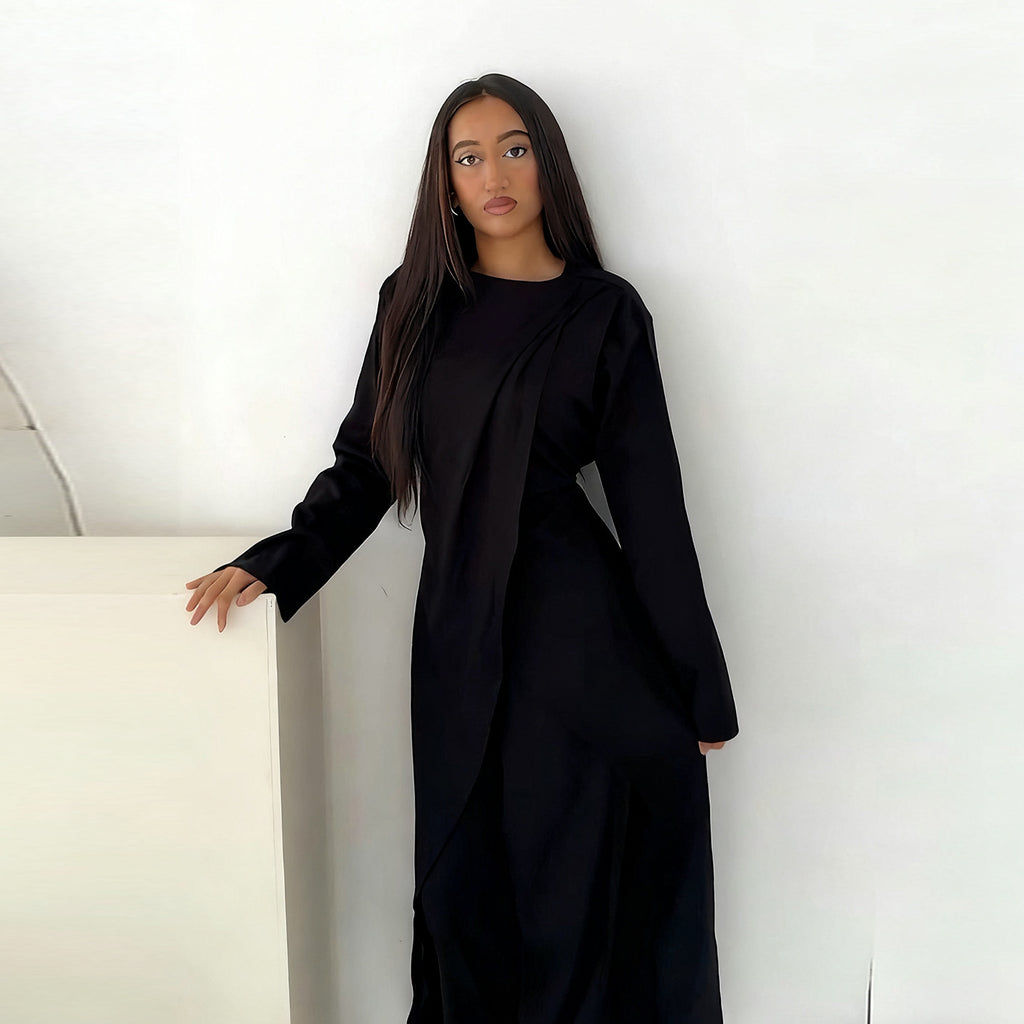 Solid Color Fashion Two-Piece Abaya