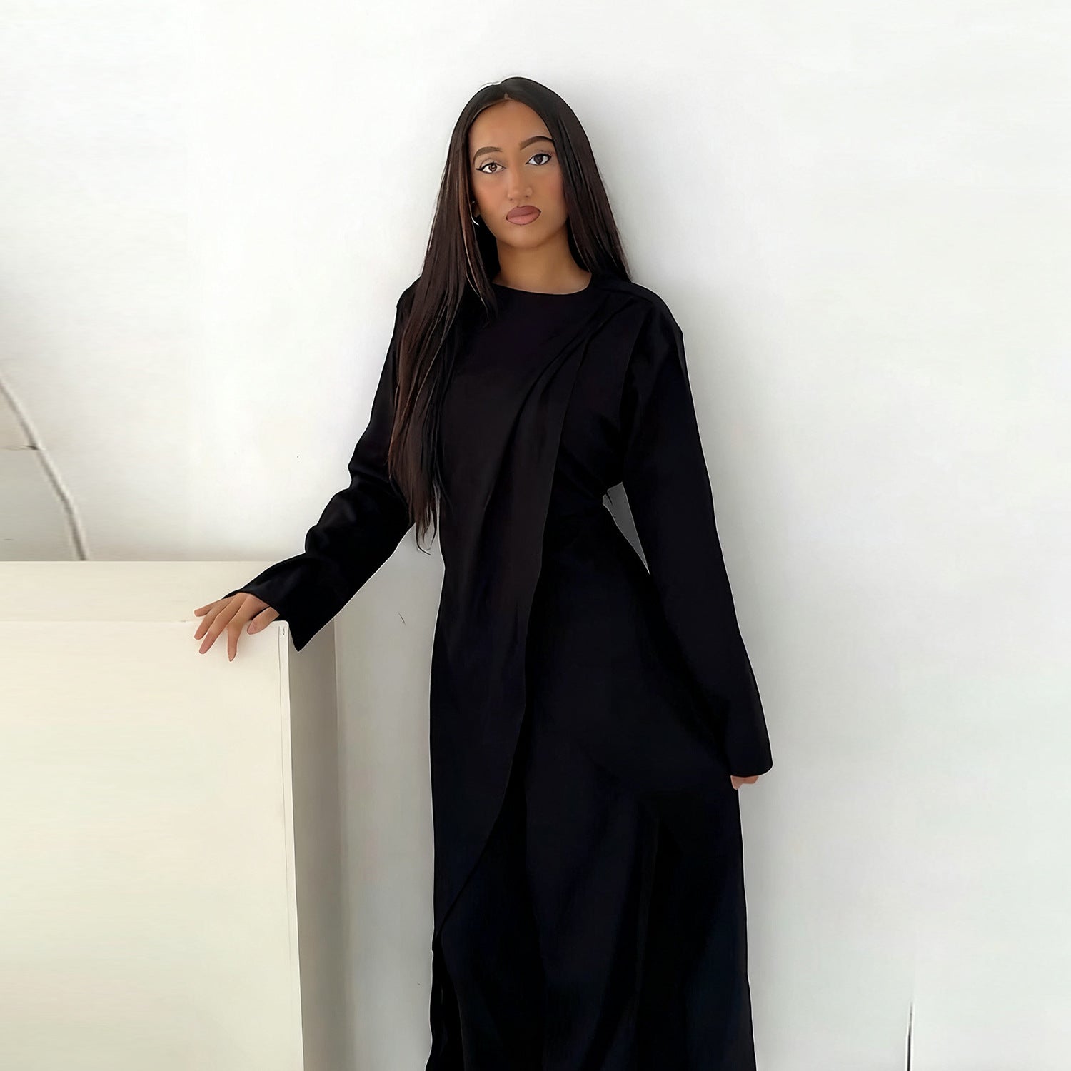 Solid Color Fashion Two-Piece Abaya