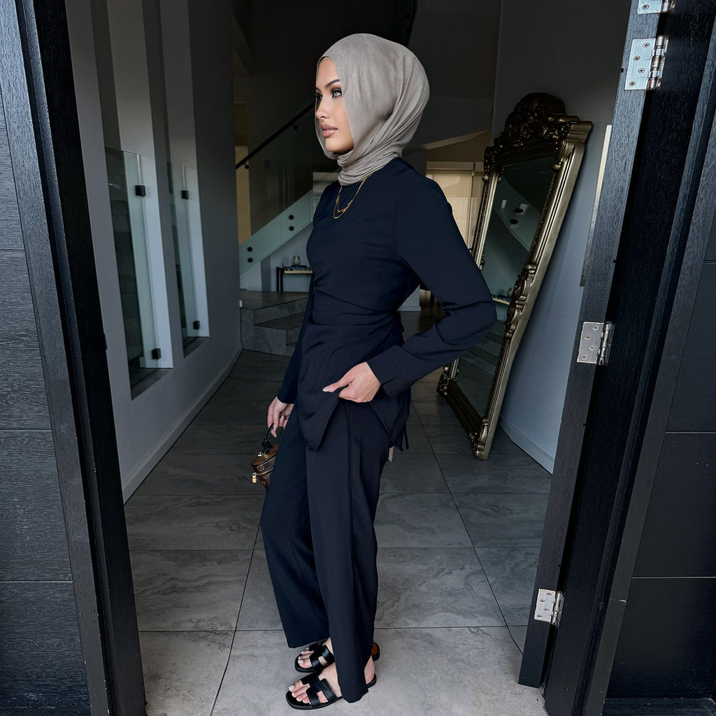 Solid Color 2PCS Casual Abaya