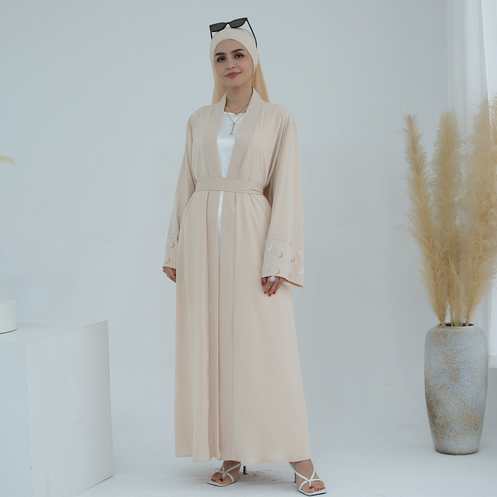 Moon Embroidery Elegant Cardigan Abaya