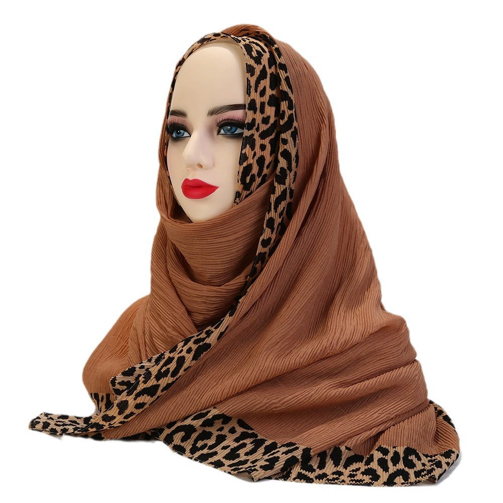 Leopard Print Embellished Hijab