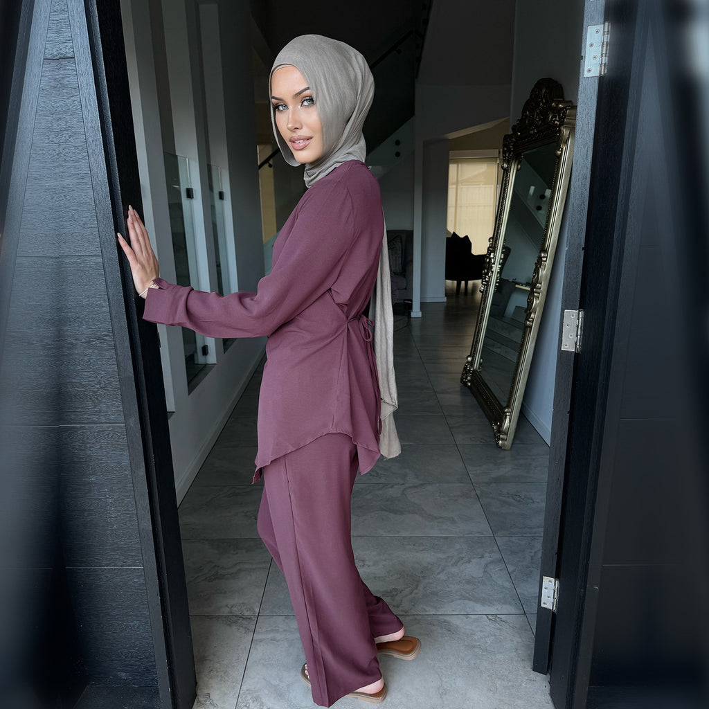 Solid Color 2PCS Casual Abaya