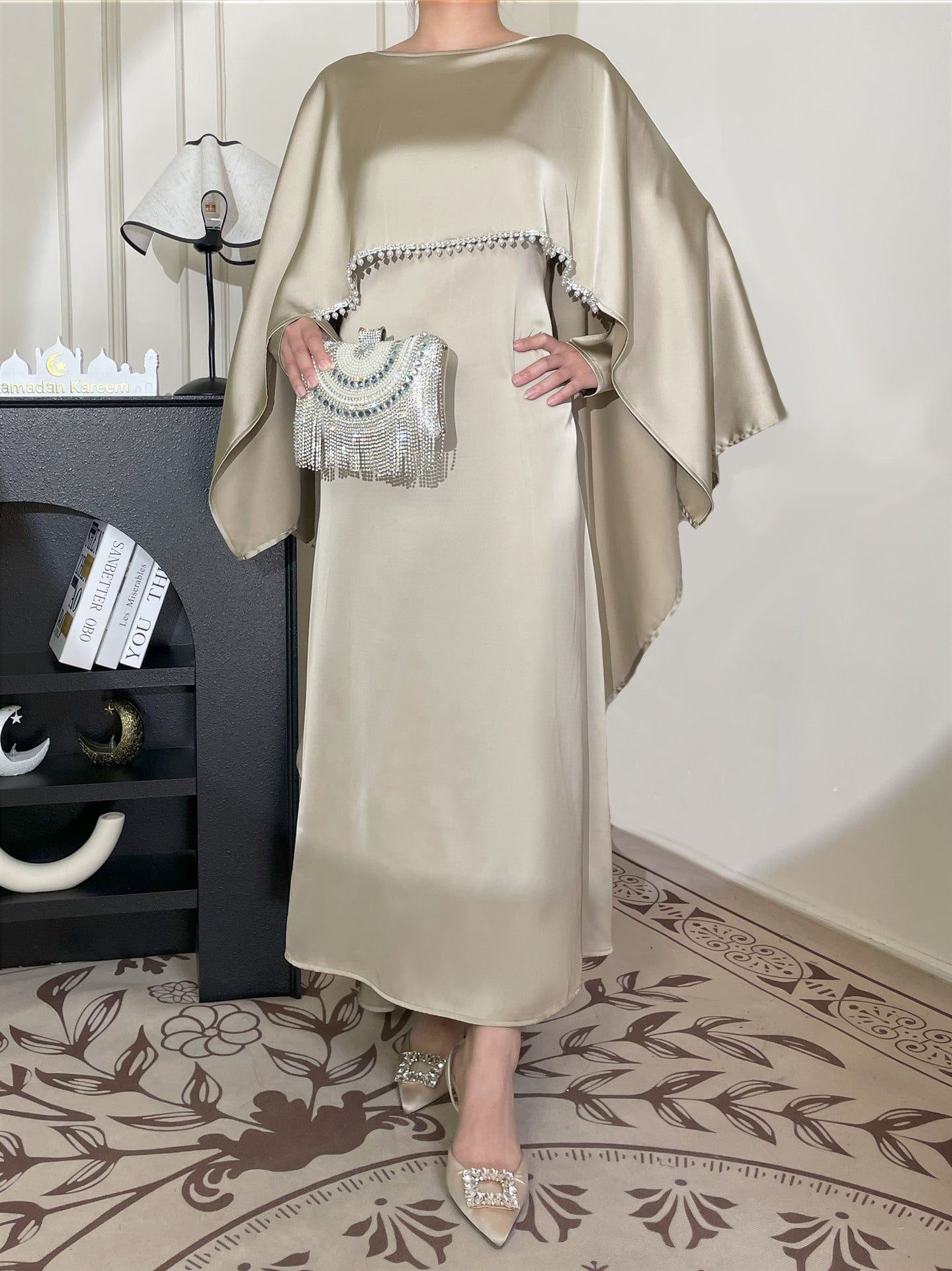 Satin Cape Elegant Abayas