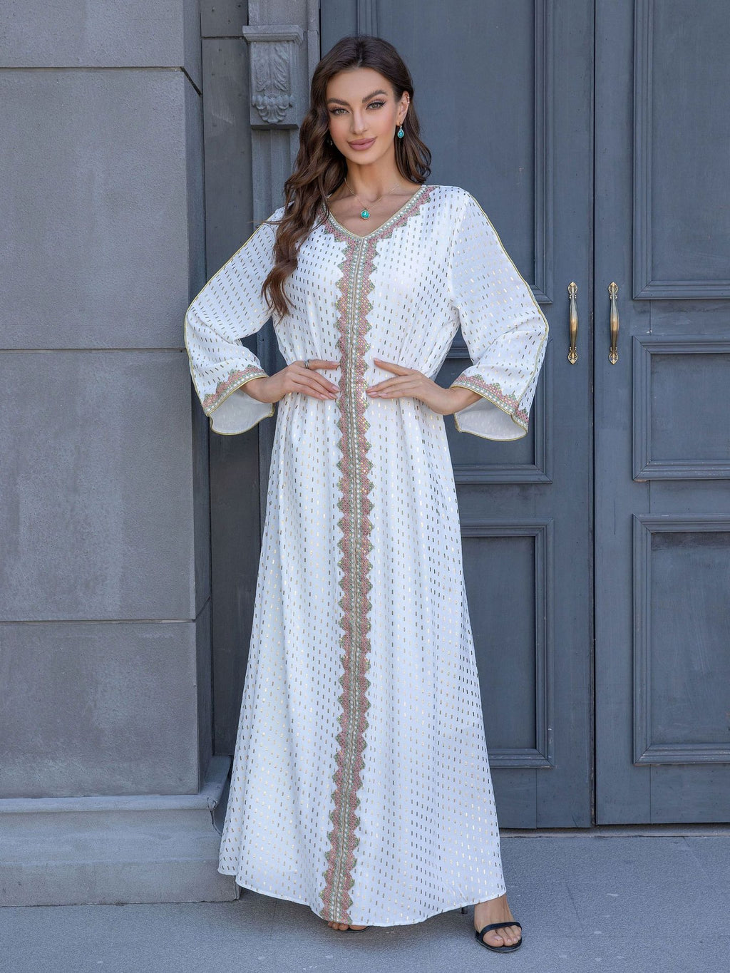 Lace Tape V-Neck Kaftan